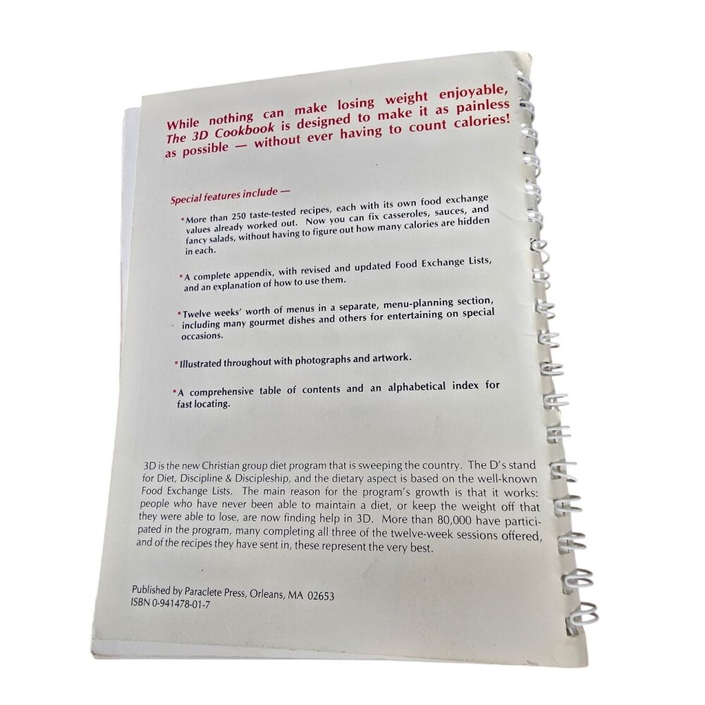The 3D Cookbook By Paraclete Press 7th Printing Spiral Bound 1987 - Picture 12 of 12